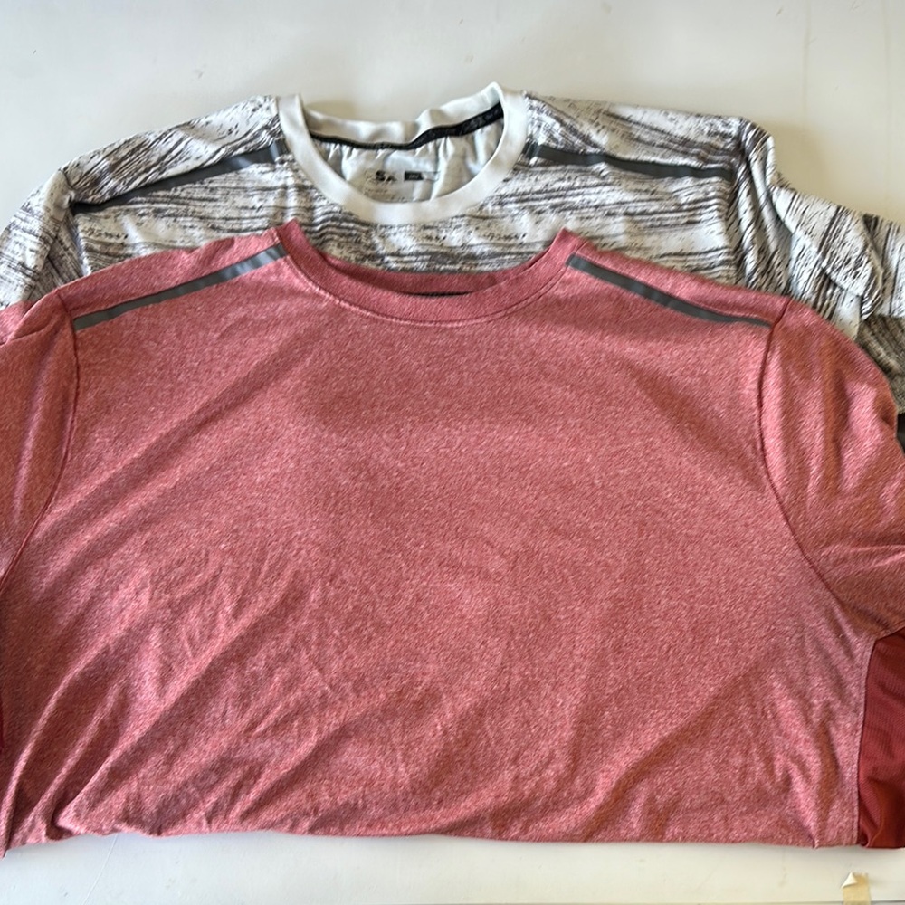 Red and Gray Short Sleeve Tees Casual Cotton Blend